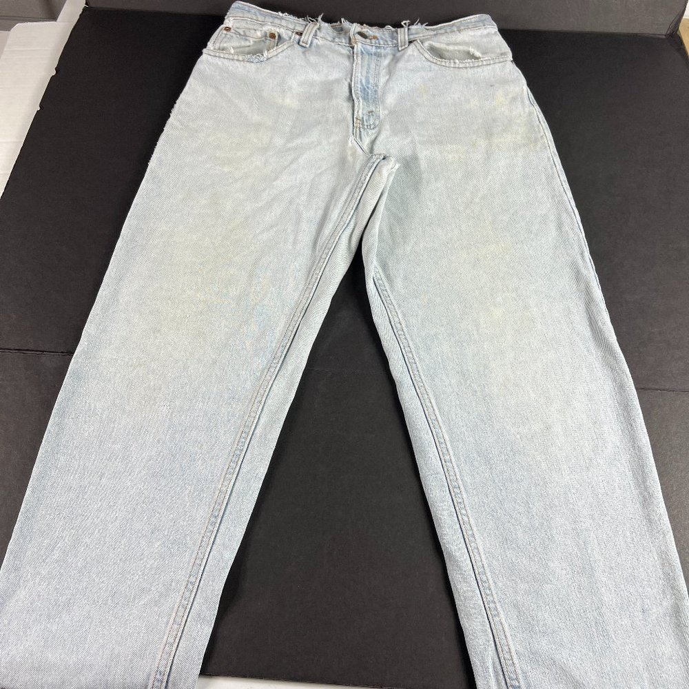 VTG 90s Levi's Jean Mens 32x32* 550 Relaxed Blue Thrashed Grunge Denim Tag 33x34